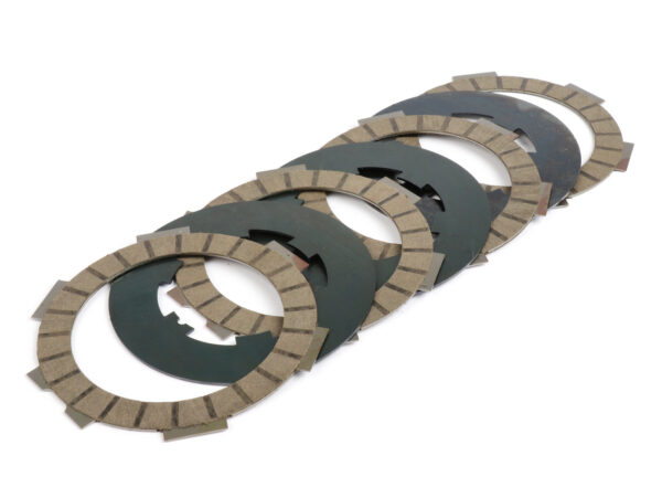 Juego discos embrague CRIMAZ CM4 para Vespa 50-125/PV/ET3 /PK50-125/S/XL 4 guarniciones, carbón, verde, e 2mm, 3 discos, e 1,2m